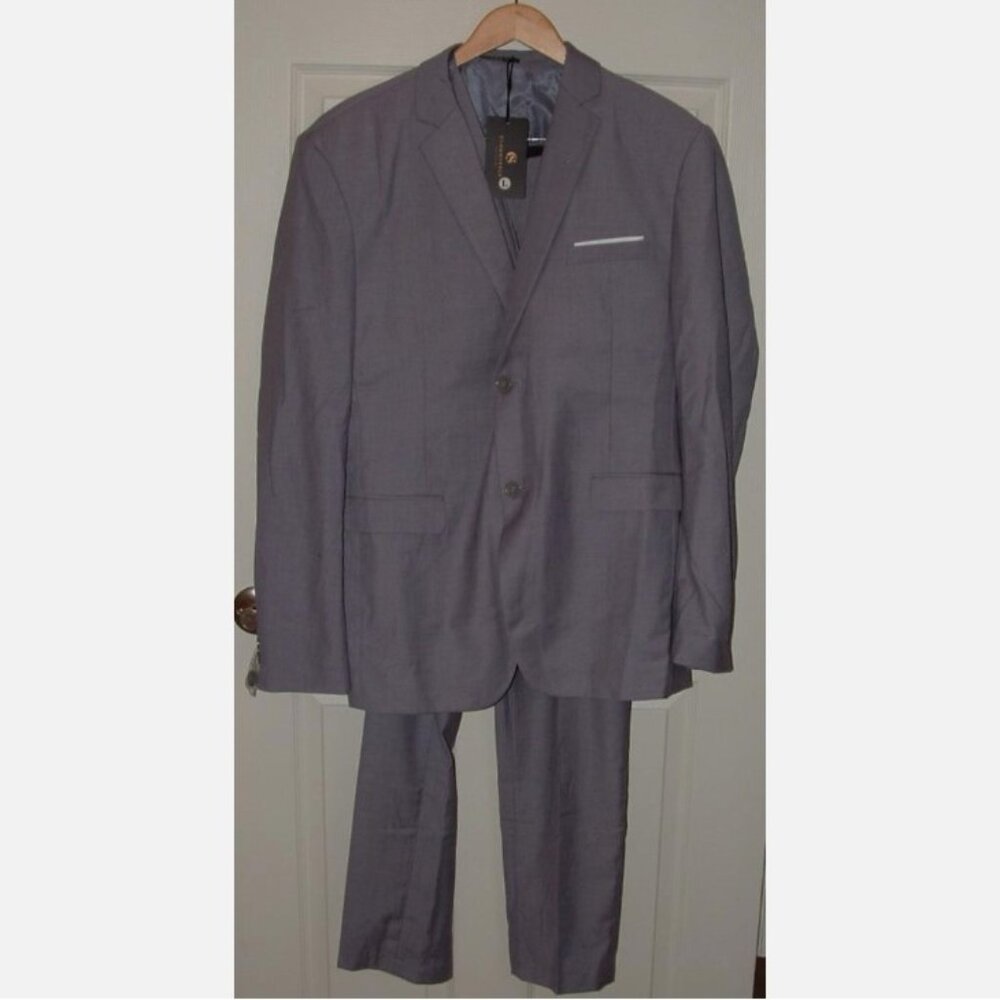 NEW Mens Sz Large Purplish Gray Pants Tie Vest & Jacket 4 Pc Suit CLOUDSTYLE
